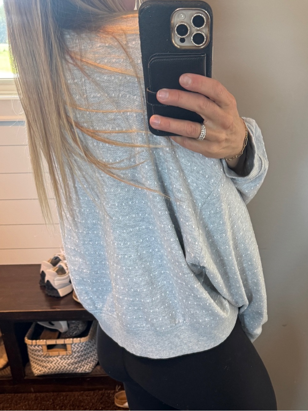 aerie Light Gray Crewneck Sweatshirt, gray sweater, aerie long sleeve top - Picture 8 of 8